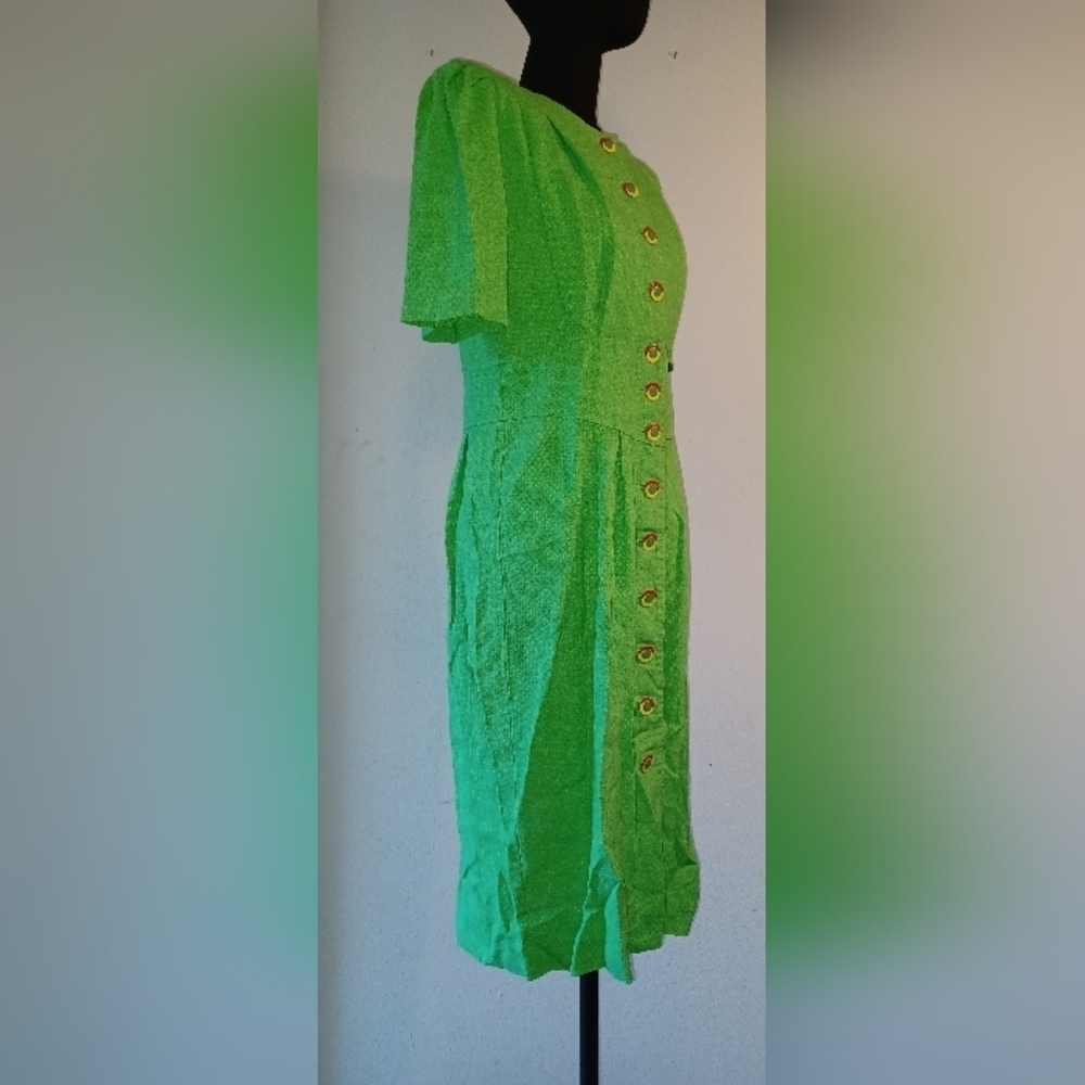 Success Dress Green Midi Button Up Dress Rare Vintage - Picture 3 of 12